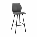Armen Living 26 in. Tandy Gray Faux Leather & Black Metal Counter Stool LCTNBABLGR26
